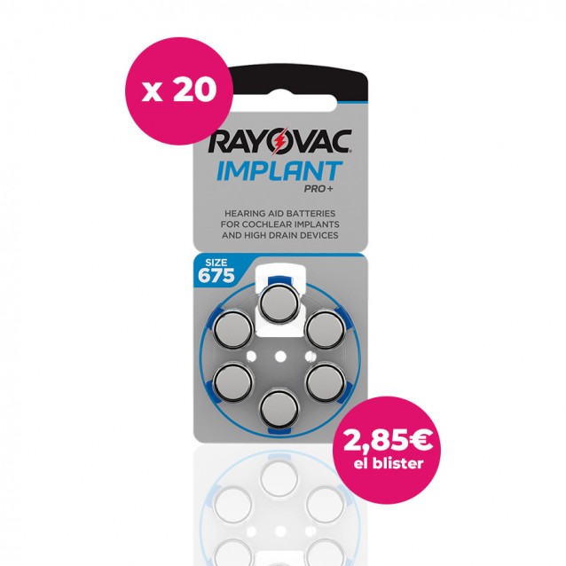 120 Rayovac batteries Blue 675 Implant Pro + (20 packs)